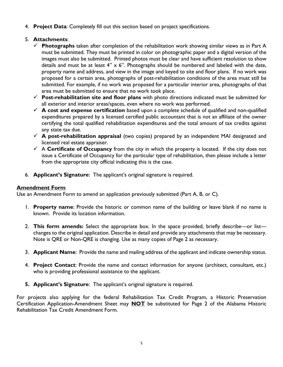 Instructions for Part A, B, C - Alabama, Page 5