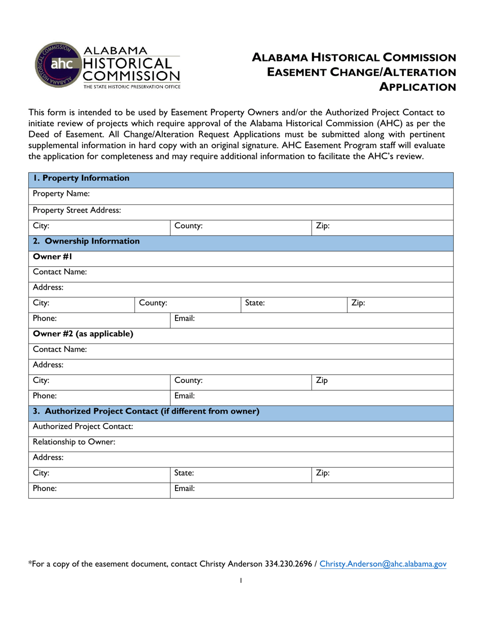 Alabama Easement Change/Alteration Application Fill Out, Sign Online
