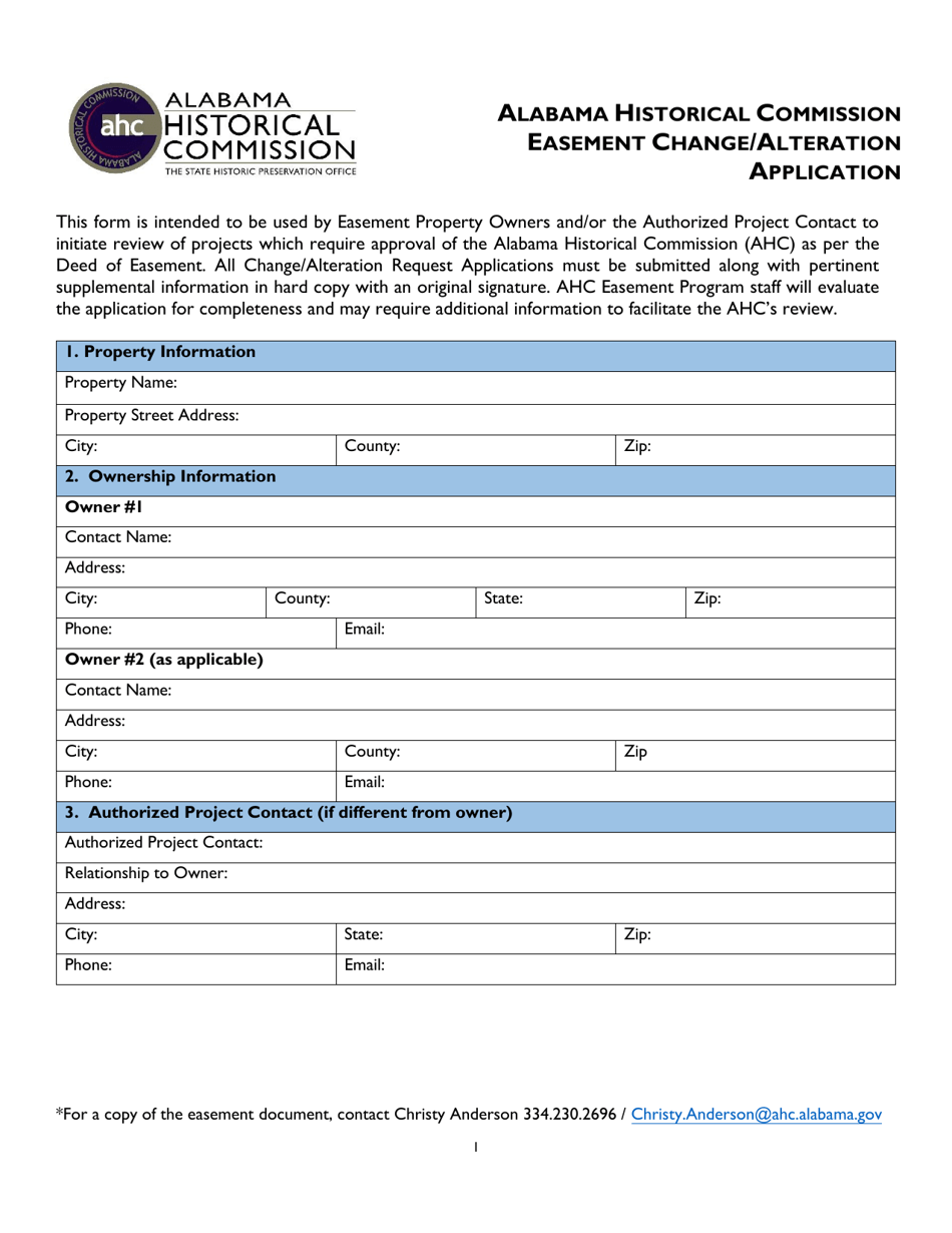 Easement Change / Alteration Application - Alabama, Page 1