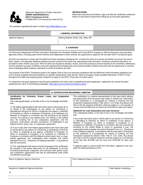 Form PI-9580-EHCY-CG  Printable Pdf