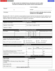 Document preview: Form E5145/4800 Financial Disclosure/Fee-Waiver Affidavit and Order - Franklin County, Ohio