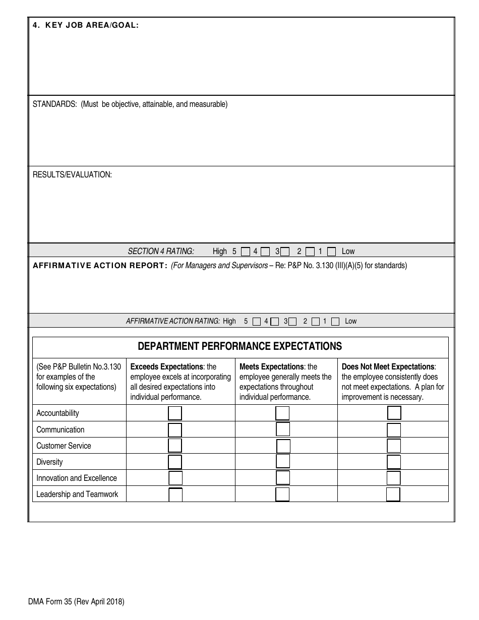 DMA Form 35 Wisconsin Department of Military Affairs State Employee Performance Evaluation - Wisconsin, Page 3