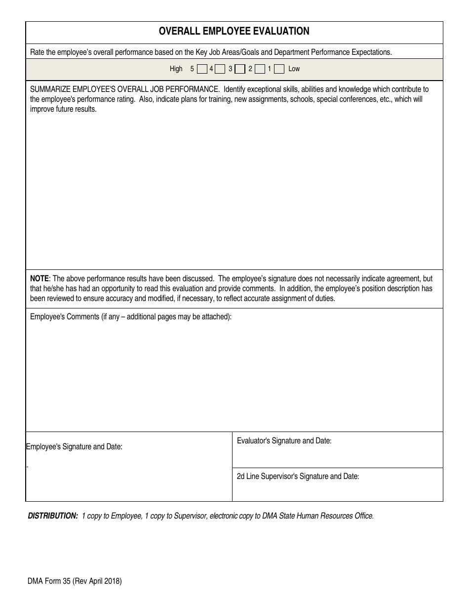 DMA Form 35 Wisconsin Department of Military Affairs State Employee Performance Evaluation - Wisconsin, Page 4
