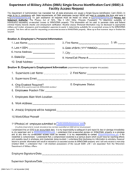 Document preview: DMA Form 171.4-2 Department of Military Affairs (Dma) Single Source Identification Card (Ssid) & Facility Access Request - Wisconsin