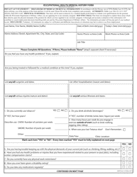 DMA Form 5.3-R Occupational Health Medical History Form - Wisconsin