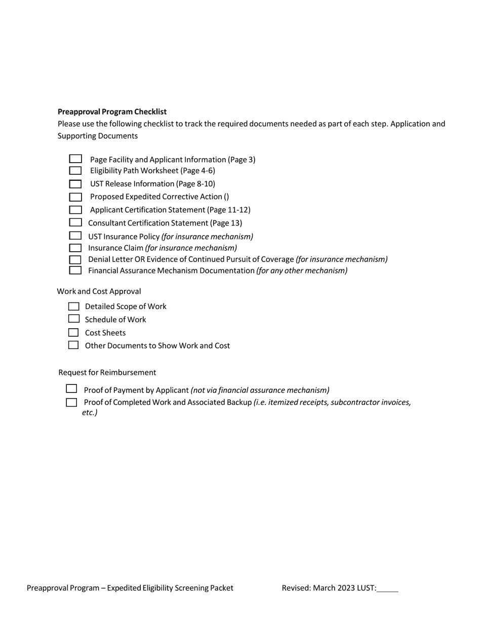 Expedited Eligibility Screening Packet - Underground Storage Tank (Ust) Preapproval Program - Arizona, Page 3