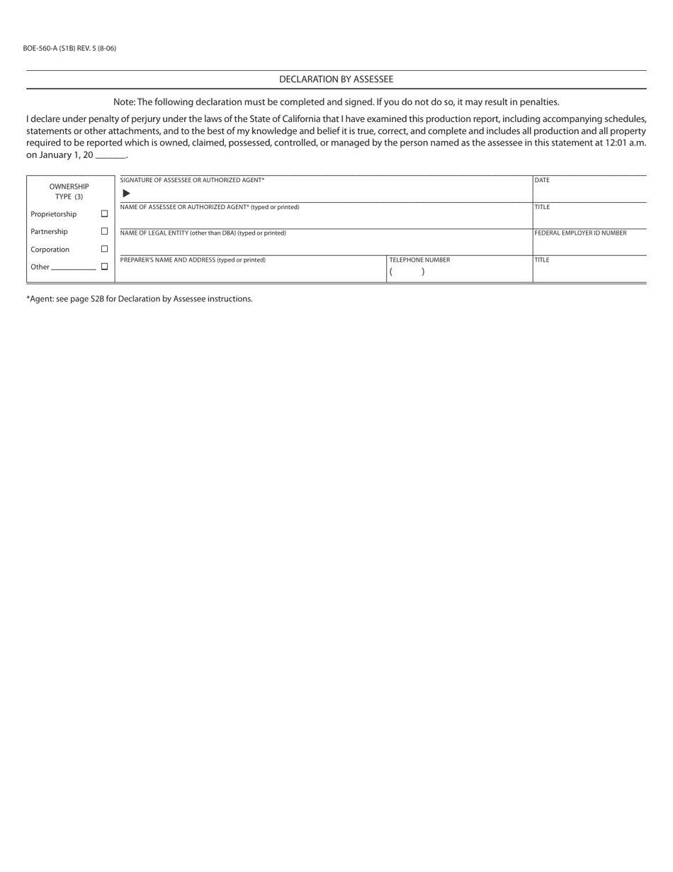 Form BOE-560-A Aggregate Production Report (Includes Sand, Gravel, Stone, Limestone, Clay and Similar Products) - Santa Cruz County, California, Page 2