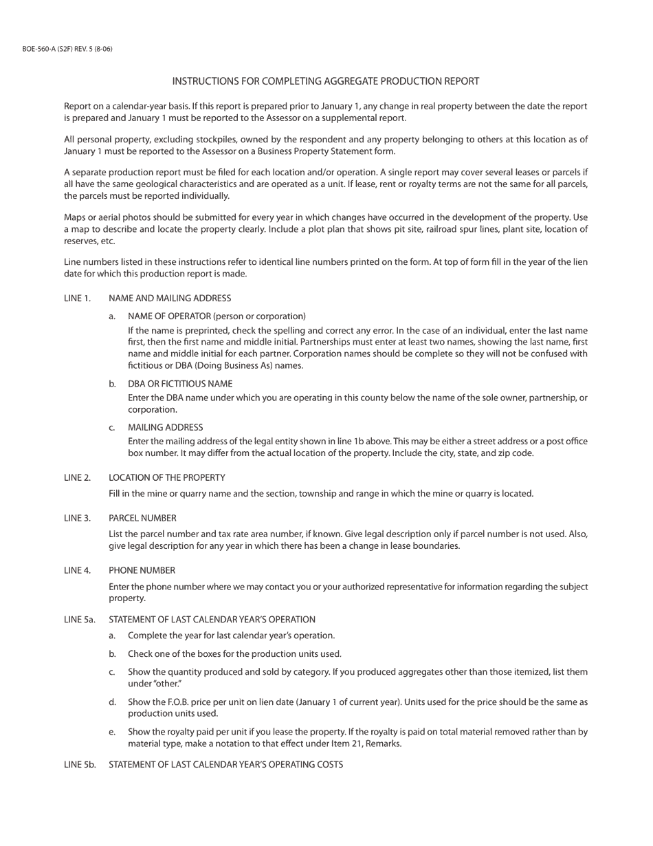 Form BOE-560-A Aggregate Production Report (Includes Sand, Gravel, Stone, Limestone, Clay and Similar Products) - Santa Cruz County, California, Page 3