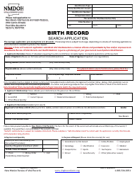 Document preview: Birth Record Search Application - New Mexico