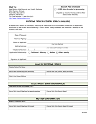 Document preview: Putative Father Registry Search (Inquiry) - New Mexico