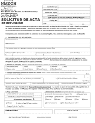 Document preview: Solicitud De Acta De Defuncion - New Mexico (Spanish)
