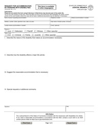 Document preview: Form JD-ES-264 Request for Accommodation by Persons With Disabilities - Connecticut