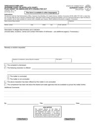 Document preview: Form JD-ES-280 Grievance/Complaint (Supreme Court or Appellate Court) Filed Under the Americans With Disabilities Act - Connecticut