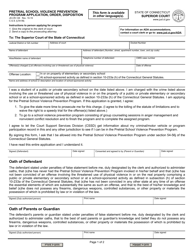 Document preview: Form JD-CR-126 Pretrial School Violence Prevention Program Application, Order, Disposition - Connecticut