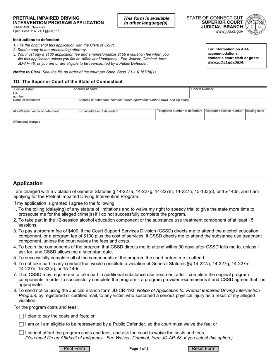 Form Jd Cr 189 Fill Out Sign Online And Download Fillable Pdf Connecticut Templateroller 4183