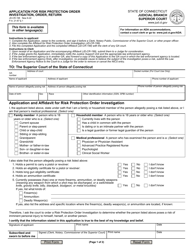 Document preview: Form JD-CR-198 Application for Risk Protection Order Investigation, Order, Return - Connecticut
