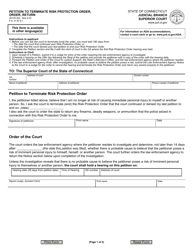 Document preview: Form JD-CR-200 Petition to Terminate Risk Protection Order, Order, Return - Connecticut