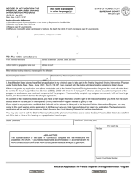 Document preview: Form JD-CR-193 Notice of Application for Pretrial Impaired Driving Intervention Program - Connecticut (English/Spanish)