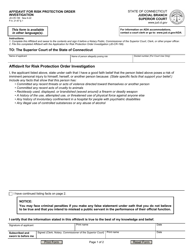 Form JD-CR-199 Affidavit for Risk Protection Order Investigation - Connecticut