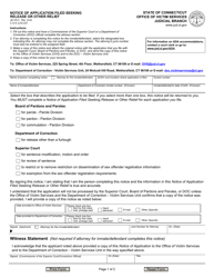 Document preview: Form JD-VS-3 Notice of Application Filed Seeking Release or Other Relief - Connecticut