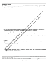 Formulario JD-FM-222 Solicitud De Orden De Custodia De Urgencia Ex Parte - Connecticut (Spanish), Page 2