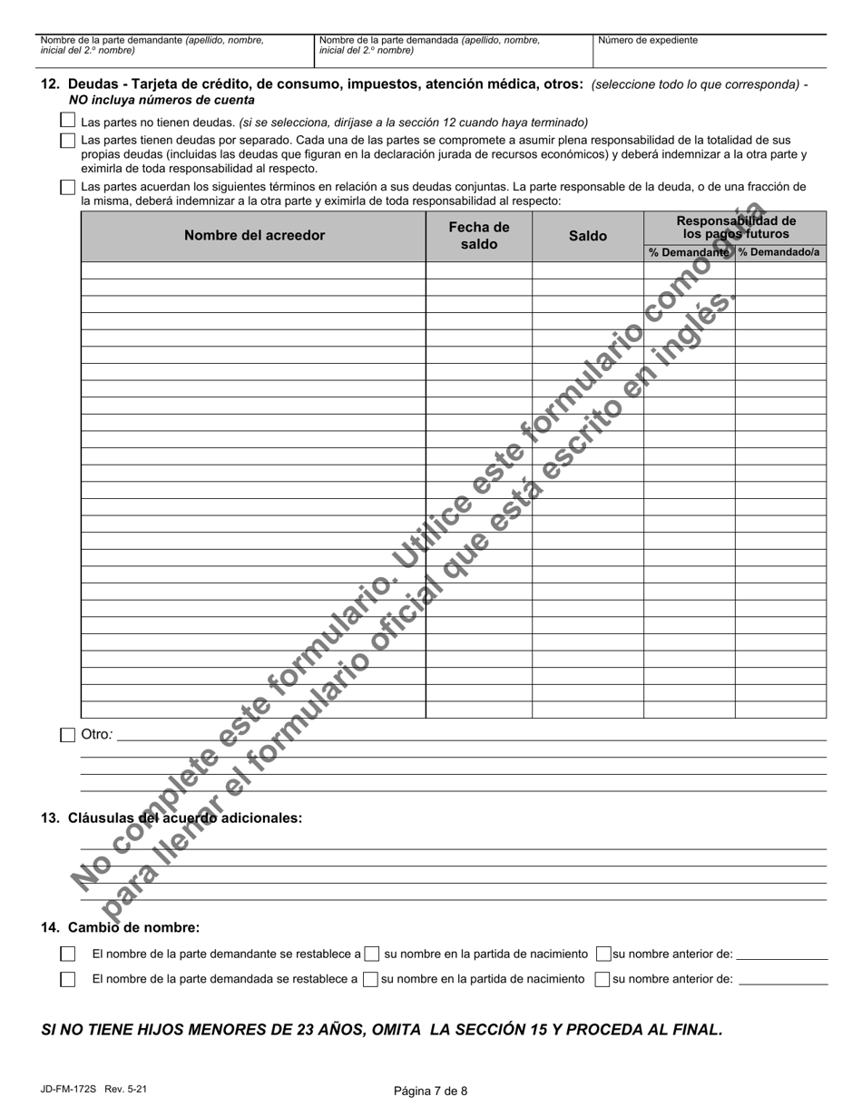 Formulario JD-FM-172S Acuerdo De Disolucion / Separacion Legal - Connecticut (Spanish), Page 7