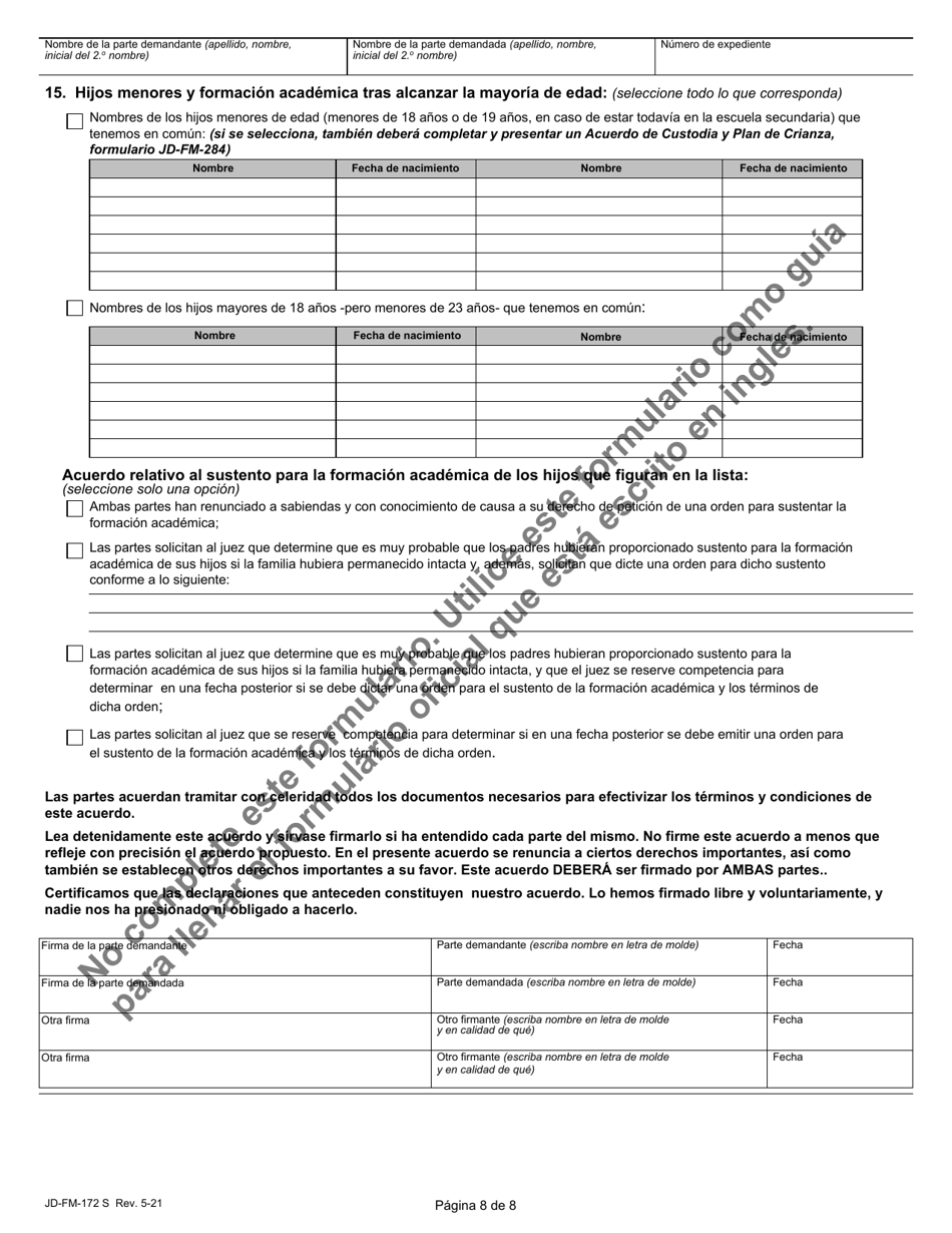 Formulario JD-FM-172S Acuerdo De Disolucion / Separacion Legal - Connecticut (Spanish), Page 8