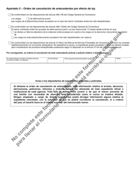Formulario JD-JM-12S Cancelacion De Antecedentes: Solicitud Y Orden - Connecticut (Spanish), Page 2