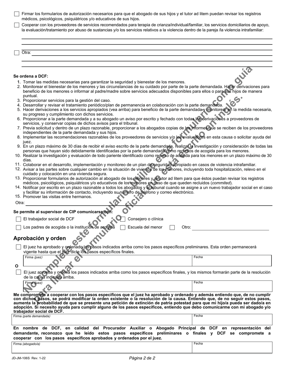 Formulario JD-JM-106S Pasos Especificos - Connecticut (Spanish), Page 2