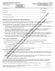 Document preview: Formulario JD-JM-135S Solicitud De Orden De Detencion - Connecticut (Spanish)