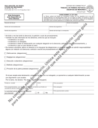 Document preview: Formulario JD-JM-102S Declaracion: No Deseo Litigar (No Impugnar) - Connecticut (Spanish)