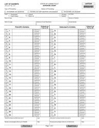 Form JD-CL-28 List of Exhibits - Connecticut, Page 2