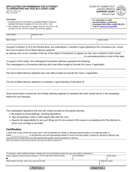 Document preview: Form JD-CL-141 Application for Permission for Attorney to Appear Pro Hac Vice in a Court Case - Connecticut