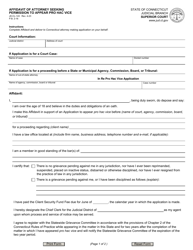 Document preview: Form JD-CL-143 Affidavit of Attorney Seeking Permission to Appear Pro Hac Vice - Connecticut