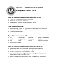 Document preview: Complaint Report Form - Louisiana