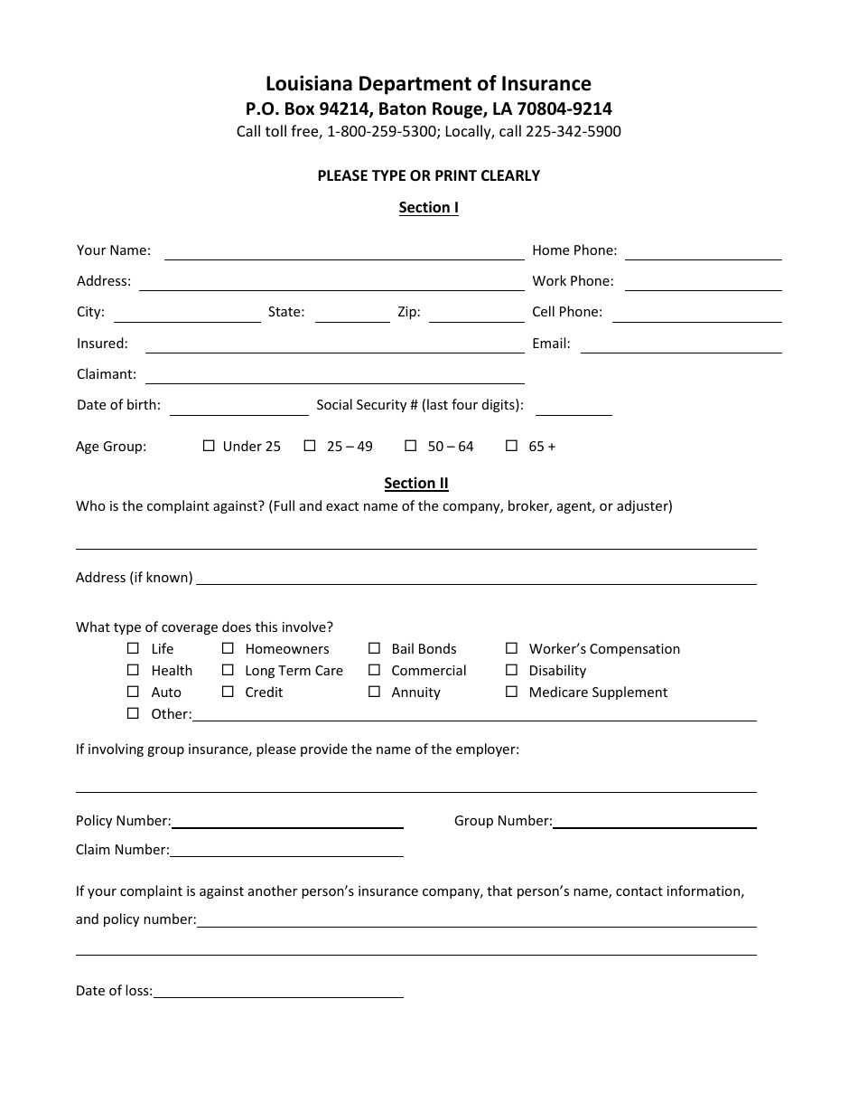 Complaint Report Form - Louisiana, Page 3