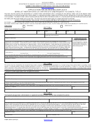 Document preview: Form HSMV82137 Application for an Original/Duplicate Derelict Motor Vehicle Certificate and Request to Cancel Title - Florida