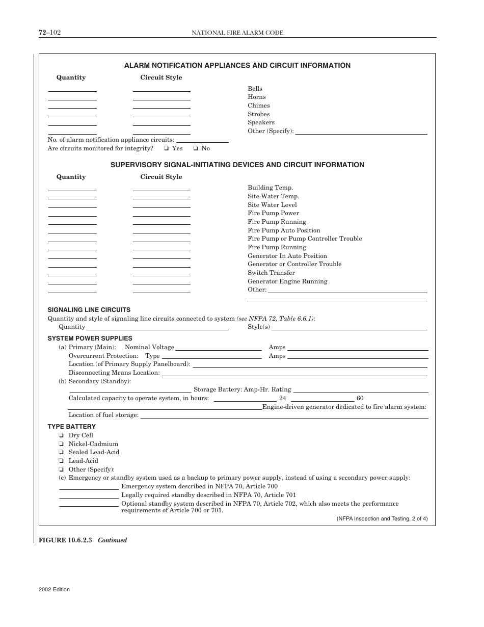 Inspection and Testing Form - National Fire Protection Association, Page 2