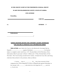 Order Granting Motion for Contempt Against Defendant for Failure to Produce Fact Information Sheet - Hillsborough County, Florida