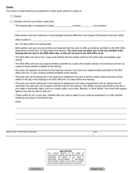 Form JD-FM-262 Motion for Telephonic Hearing - Family Support Magistrate Matters - Connecticut, Page 2
