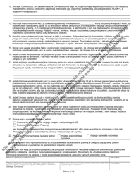 Form JD-FM-281P Affidavit in Support of Request for Entry of Judgment of Dissolution of Marriage or Legal Separation - Connecticut (Polish), Page 2