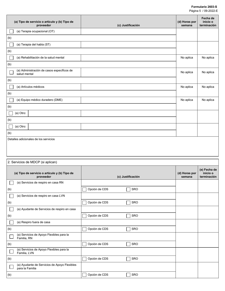 Formulario 2603-S Explicacion Del Plan Individual De Servicios (Isp) De Star Kids - Texas (Spanish), Page 5