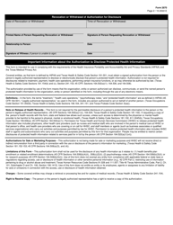 Form 2870 Permission to Disclose Protected Health and Other Confidential Information - Texas, Page 2