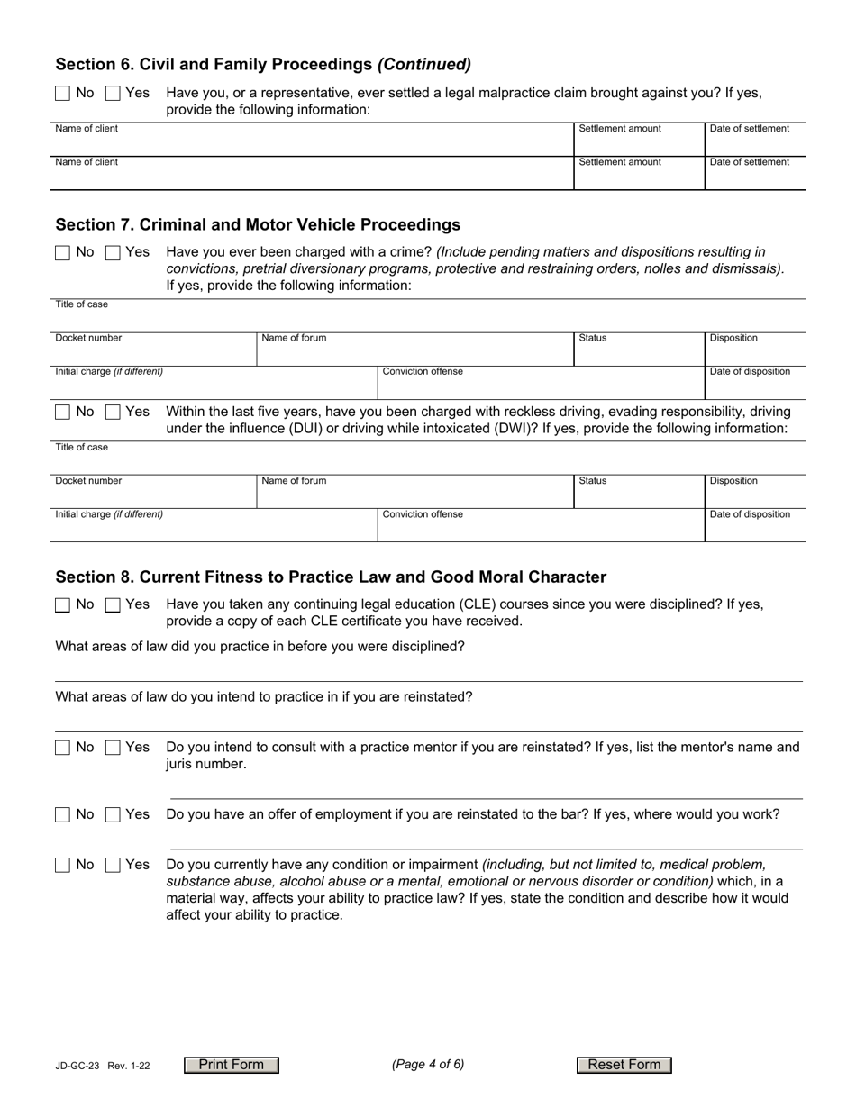 Form JD-GC-23 Application for Reinstatement - Connecticut, Page 4