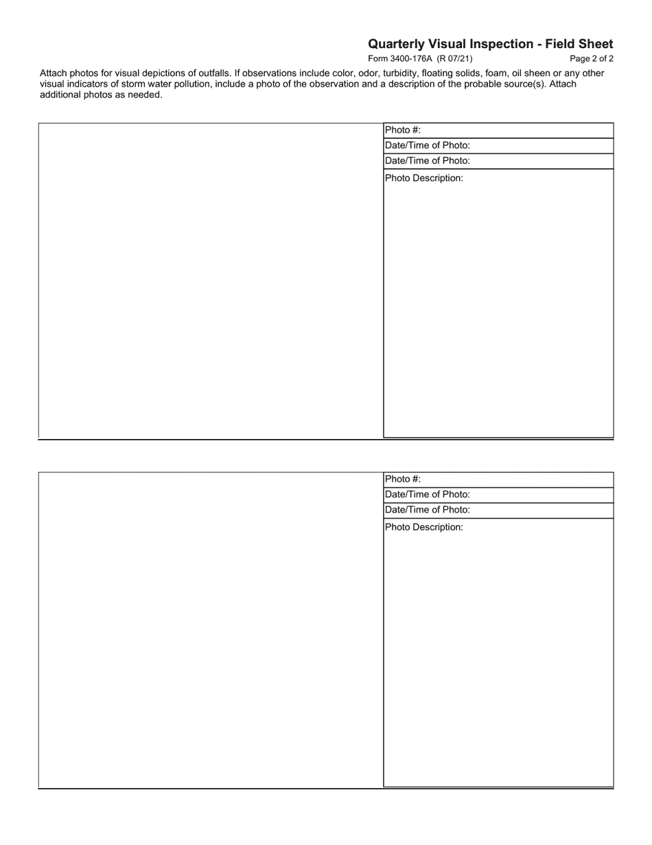 Form 3400-176A Quarterly Visual Inspection - Field Sheet - Wisconsin, Page 2