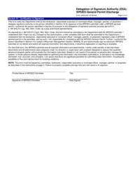 Form 3400-220 Delegation of Signature Authority (Dsa) Wpdes General Permit Discharge - Wisconsin, Page 2