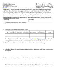 Document preview: Form 3400-235 Discharge Management Plan - Petroleum Contaminated Water - Wisconsin