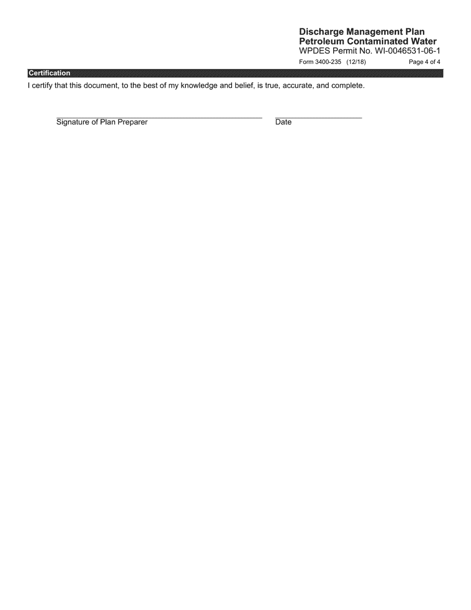 Form 3400-235 Discharge Management Plan - Petroleum Contaminated Water - Wisconsin, Page 4