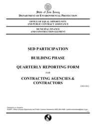 Form OEO-002 Sed Participation Building Phase Quarterly Reporting Form for Contracting Agencies &amp; Contractors - New Jersey