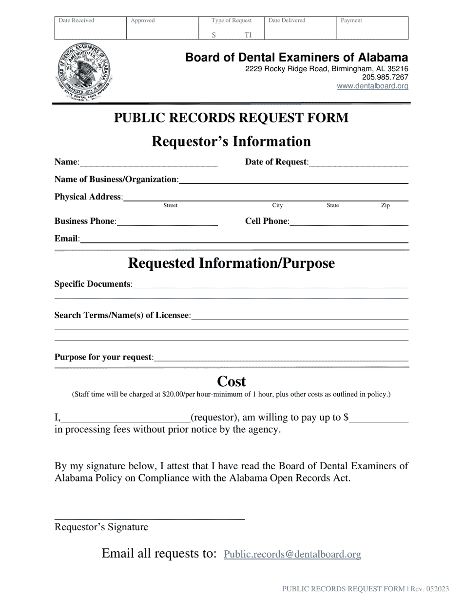 Alabama Public Records Request Form Fill Out Sign Online and